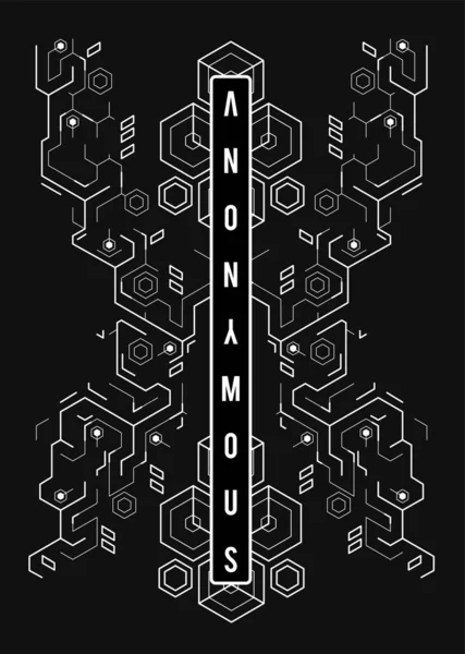 Cyberpunk futuristische poster. Tech Abstract poster template met HUD elementen. Moderne flyer voor web en print. hacken, cybercultuur, programmeren en virtuele omgevingen. — Stockvector