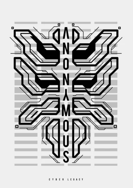 Cyberpunk futuristische poster. Tech Abstract poster template met HUD elementen. Moderne flyer voor web en print. hacken, cybercultuur, programmeren en virtuele omgevingen. — Stockvector