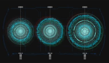 Hud Fütürist Dönme Çemberleri. Vektör simgesi teknoloji dairesi tasarımı. Sanal Soyut Hi Technology Ui