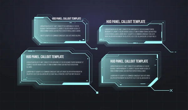 Futuristic callout bar labels. Set of HUD futuristic sci fi frame template. Digital info boxes layout templates. — 图库矢量图片