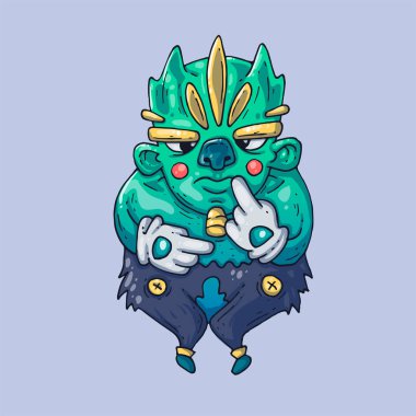 Utangaç sihirli trol. Yaratıcı Vektör İllüzyonu. Web ve baskı için çizgi film sanatı.