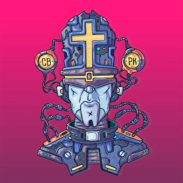 Character Face in futuristic virtual style. Cyber Punk Vector Illustration. Cartoon art for web and print. Trendy Cyber Art Poster. — 스톡 벡터