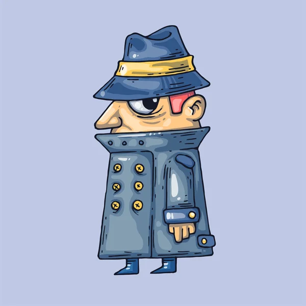 Secret agent in a coat. Creative Vector Illustration. Cartoon art for web and print. — 스톡 벡터