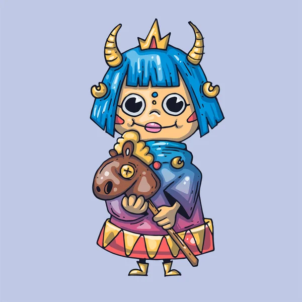 Muñeca princesa divertida. Ilustración vectorial creativa. Dibujos animados para web e impresión . — Archivo Imágenes Vectoriales