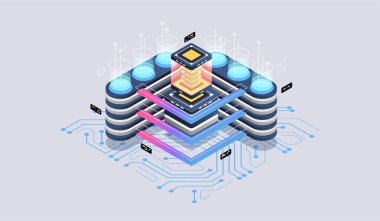 Web sitesi ve mobil web sitesi için modern düz tasarım izometrik Data Analysis kavramı. Veri görselleştirme kavramı. 3d izometrik vektör çizimi.