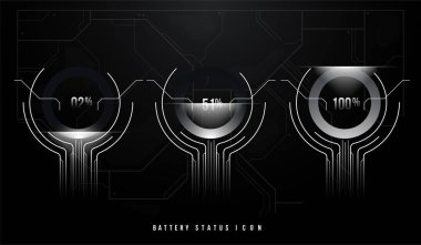 Vektör pil sembolü ui için farklı bir şarj seviyesi belirledi. Fütürist Hud ögelerine sahip toplayıcı göstergesi.