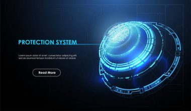 Dijital gelecekçi kullanıcı arayüzleri, uygulama ve web için Hud. Soyut teknoloji evet fütürist kavram hud arayüzü hologramı ile kimlik parmak izi.