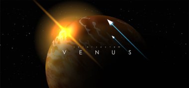 Venüs, yaratıcı vektör gezegen. Uzay arkaplanı. Galaksi Renkli soyut fütüristik çizimler. Güneş sistemi gezegeni.