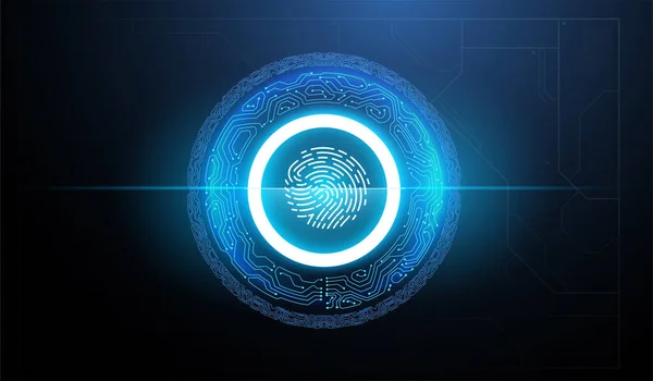 Finger Scan in Futuristic Style. Security and access to information through biometrics identification. Abstract technology ui futuristic concept hud. — 스톡 벡터