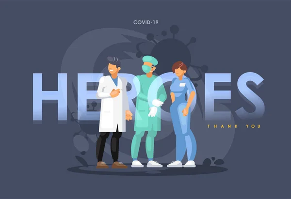 Герои Врачи Команда Врачей Медицинский Персонал — стоковый вектор