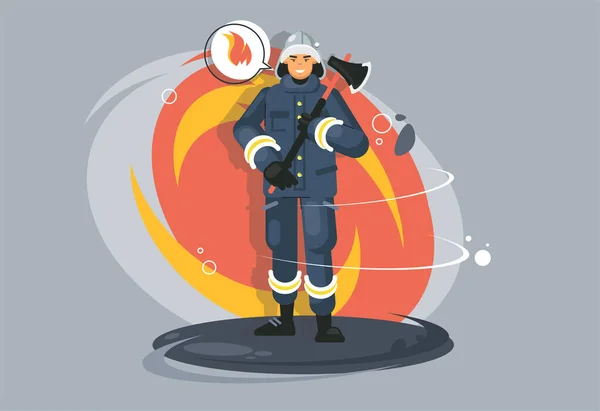 Profession Firefighter Fire Brigade Employee Protective Suit Heat Resistant Uniforms — Stock Vector