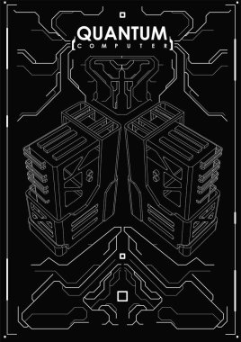 Yapay zeka ve robot kuantum işlemci konsepti. Yüksek çözünürlüklü yaratıcı poster. Kuantum bilgisayar teknolojisi kavramı.