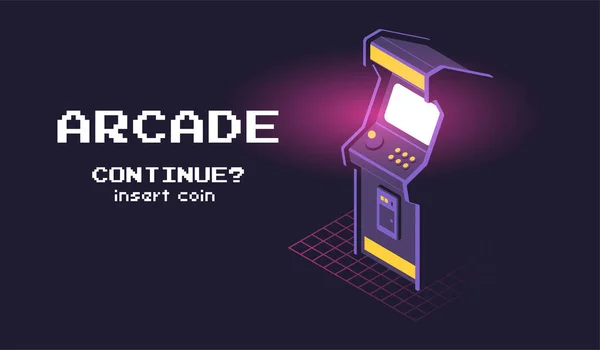 Illustrazione Isometrica Della Macchina Gioco Arcade Retro Gaming Gioco Degli — Vettoriale Stock