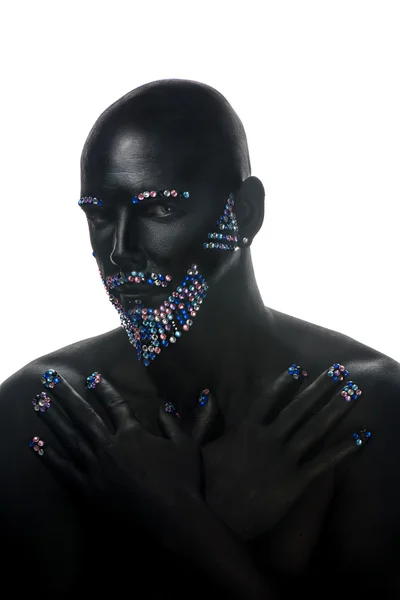 Man in paint and rhinestones — Stock Photo, Image