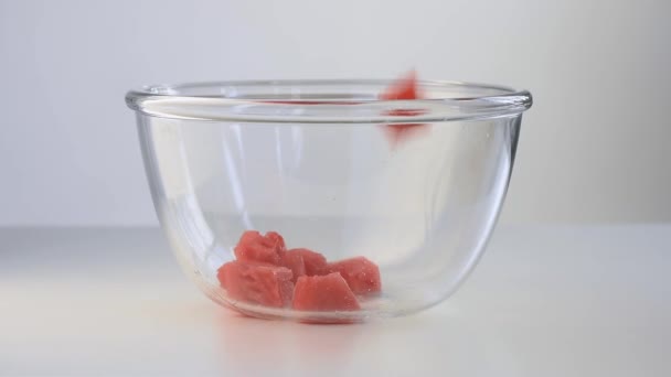 Watermelon Cubes Fall Dishes — Stock Video