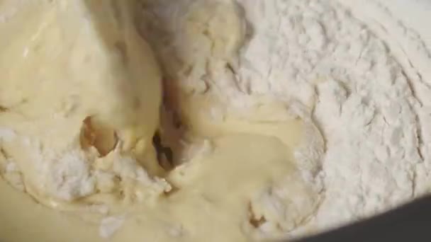 Preparing Dough Meal Process Close View — Stock Video