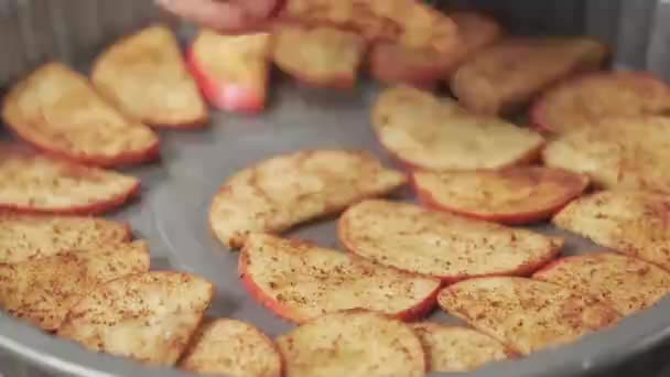 Appeltaart Bereiden Met Kaneel — Stockvideo