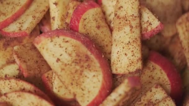 Příprava Jablečného Koláče Skořicí — Stock video