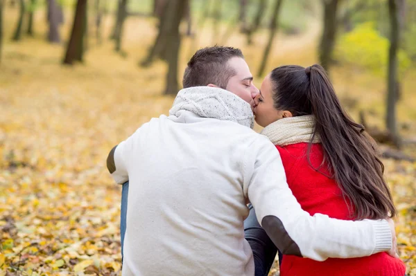秋の公園で美しいカップル — ストック写真