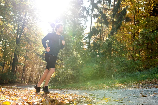 Young runner outside in autumn nature — Stock Photo, Image