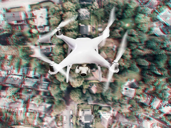 Vagueando drone tirando fotos da cidade holandesa. Vista aérea . — Fotografia de Stock