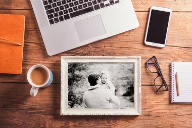 Babalar günü kavramı. Ofis Masası. Stüdyo vurdu.