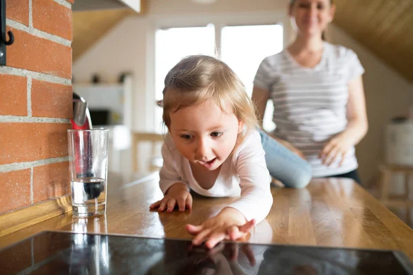 Bella giovane madre e la sua piccola figlia carina — Foto Stock