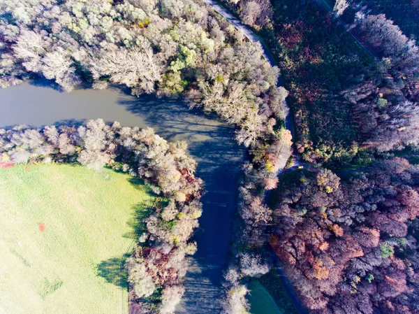 Vista aérea del colorido bosque otoñal. —  Fotos de Stock