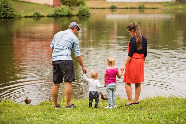 Familia feliz en la naturaleza en verano . — Foto de Stock