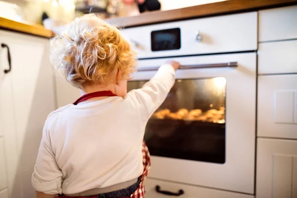 Молода сім'я робить печиво вдома . — стокове фото