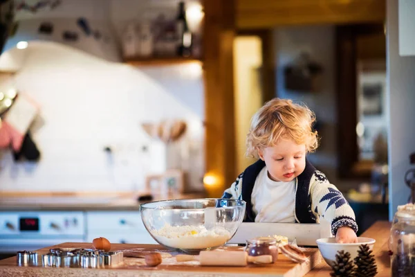 Young family making cookies at home. — Stock Photo, Image