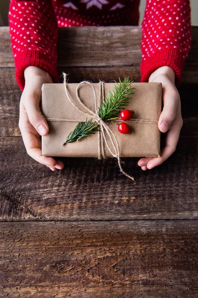 Christmas composition on a wooden background. — Stock Photo, Image