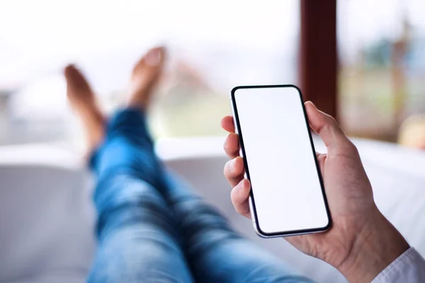 Mockup image of smartphone with blank white screen. — Stock Photo, Image