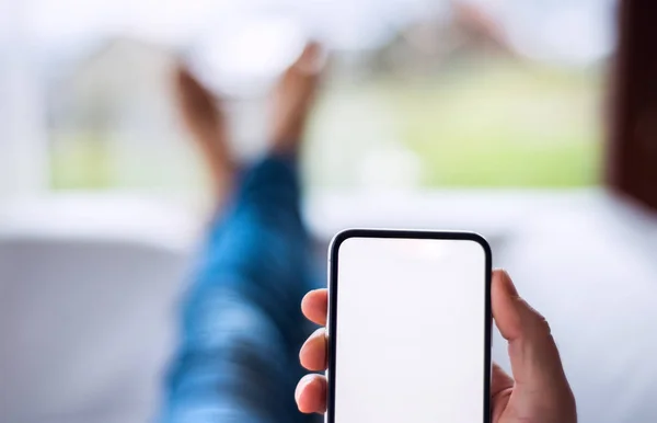 Mockup image of smartphone with blank white screen. — Stock Photo, Image