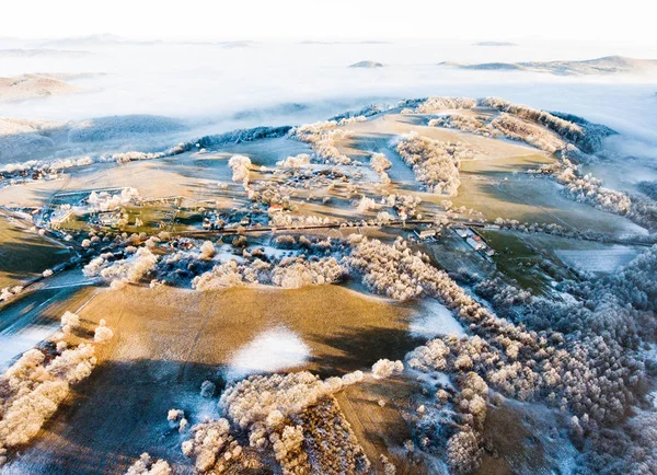 Vue aérienne de la campagne en hiver . — Photo