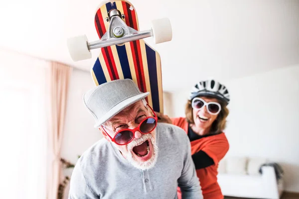 Senior couple having fun at home. — Stock Photo, Image