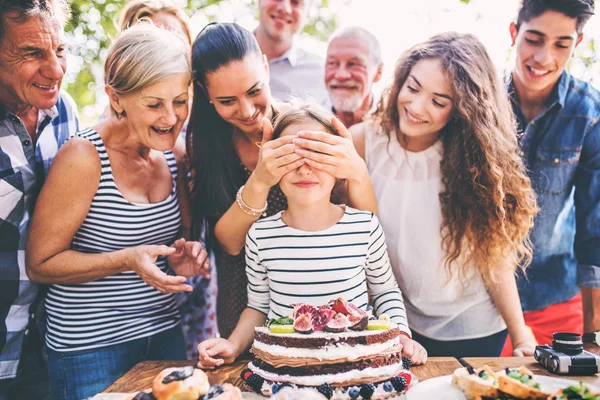 Familiefeest of een Tuinfeestje buiten in de achtertuin. — Stockfoto