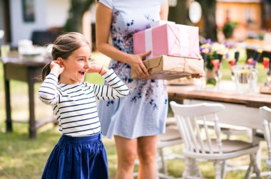Aile kutlama veya arka bahçesinde dışında bir Bahçe partisi.