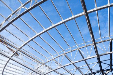 Construction site with a steel frame structures.