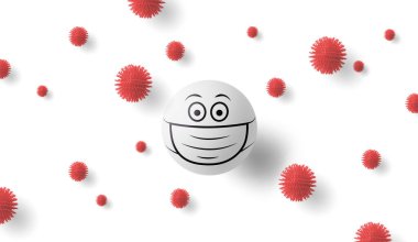 Korona virüsü, koronavirüs ve koruma konseptini önlemek için maske takmak.