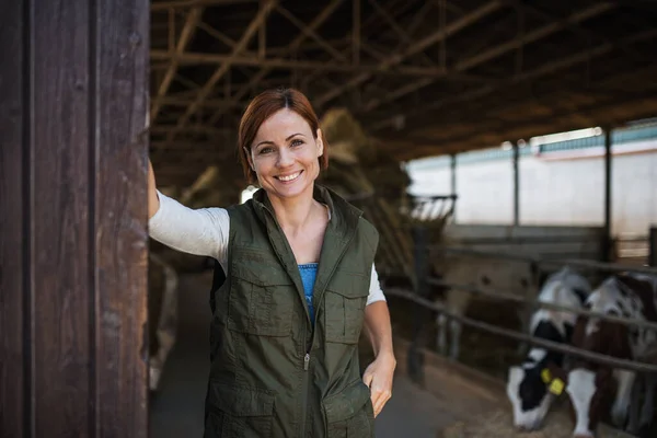 Kobieta pracująca w gospodarstwie rolnym, przemysł rolniczy. — Zdjęcie stockowe