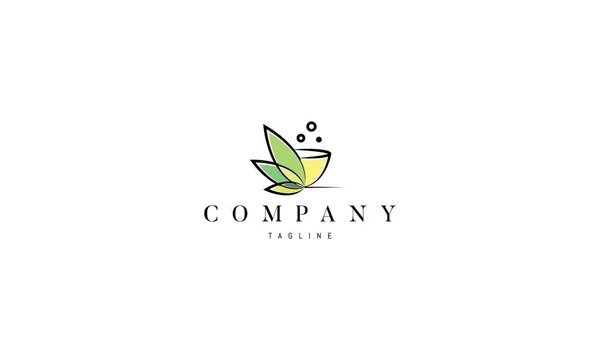 Logo vectoriel sur lequel une image abstraite d'un bol avec une boisson à base de produits naturels . — Image vectorielle