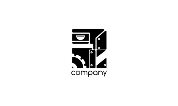 Λογότυπο διάνυσμα στο οποίο μια αφηρημένη εικόνα μιας καφετέριας γίνεται σε βιομηχανικό στυλ. — Διανυσματικό Αρχείο