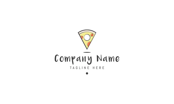 Logotipo vectorial en el que una imagen abstracta de un pedazo de pizza en forma de signo de punto de destino . — Vector de stock