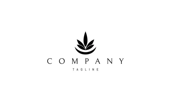 Logo audace vettoriale su cui un'immagine astratta delle foglie di cannabis e della luna . — Vettoriale Stock