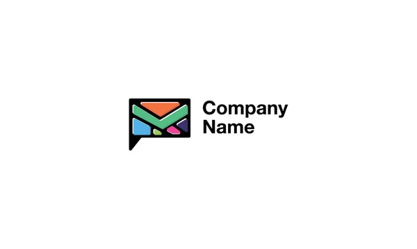 Λογότυπο διάνυσμα στο οποίο μια αφηρημένη εικόνα ενός συμβόλου μηνύματος που αποτελείται από χρωματιστά σχήματα. — Διανυσματικό Αρχείο