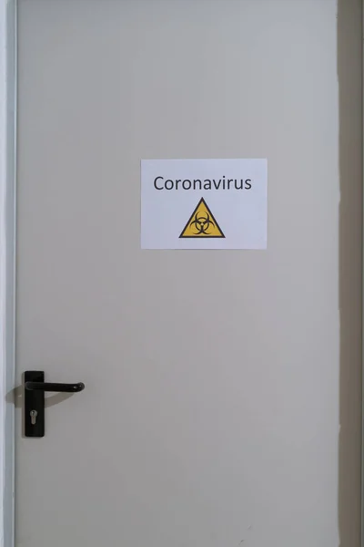 Hinweisschild Coronavirus Einer Tuer — Foto Stock