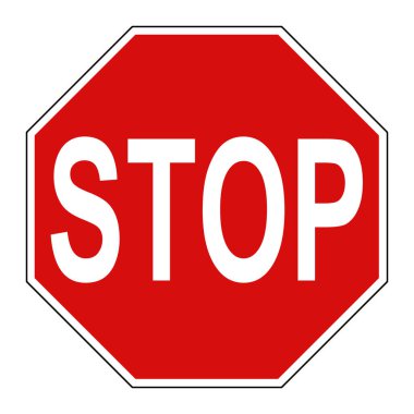 Kırmızılı dur işareti kırpma yolu olan beyaz üzerine izole edilmiş