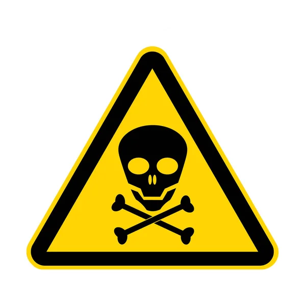 Signo de peligro amarillo del cráneo aislado en blanco con camino de recorte —  Fotos de Stock