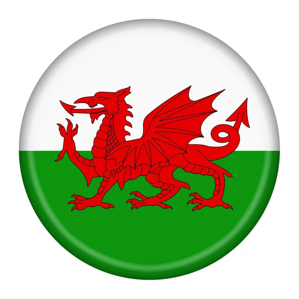 Wales flag button isoliert auf weißem Hintergrund mit Clipping p — Stockfoto